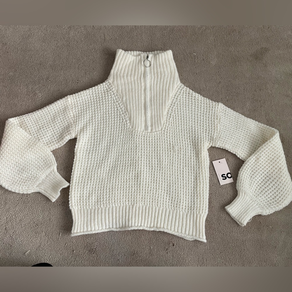 NWT SO White Ribbed Knit Sweater